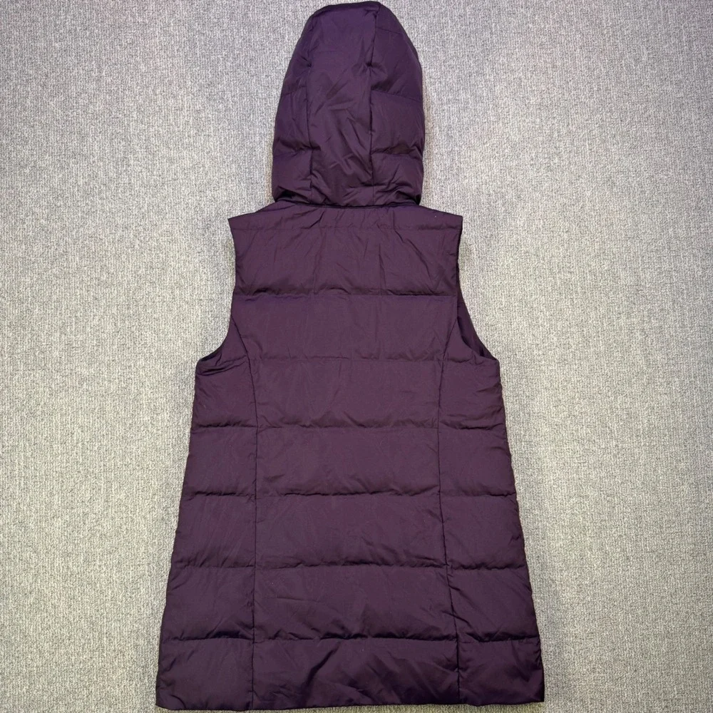 J.Jill Down Hooded Long Puffer Vest Plum Purple Snap Zip Sleeveless NWT XS‎